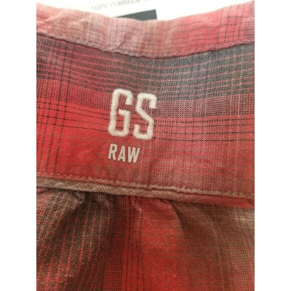 G-Star Raw Denim Womens Split Neck Button Down Plaid Shirt XS Roll-Tab Sleeve - Picture 5 of 9